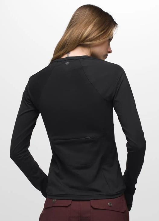 donne girocollo con flusso di ghiaccio prAna nero vestiario T6DPZ89