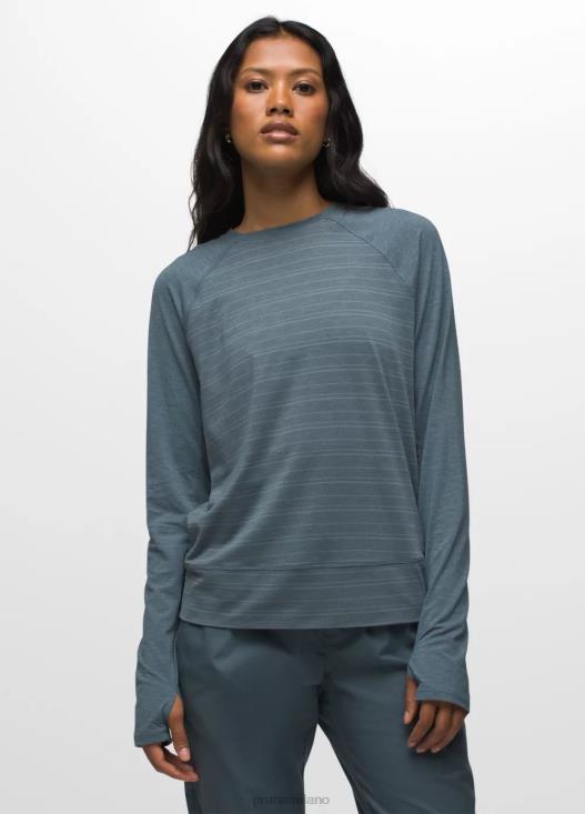donne Maglia a maniche lunghe Sol Searcher prAna striscia blu stagionata vestiario T6DPZ214