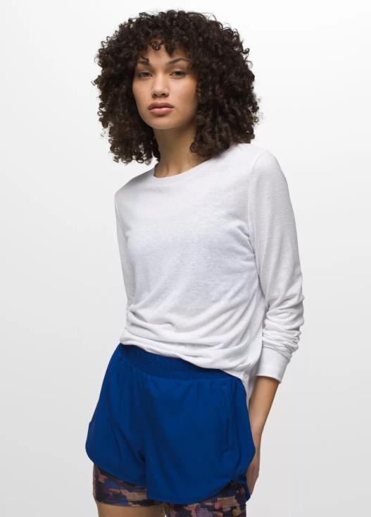 donne comoda maglietta a maniche lunghe prAna bianco vestiario T6DPZ207