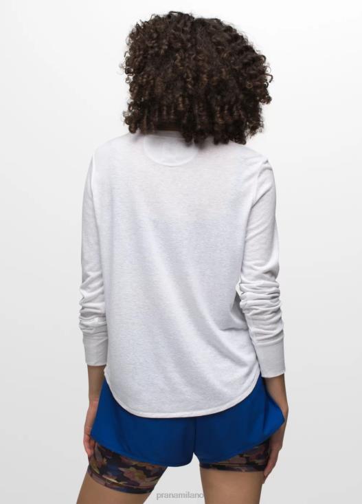 donne comoda maglietta a maniche lunghe prAna bianco vestiario T6DPZ207