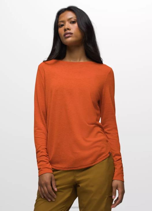 donne comoda maglietta a maniche lunghe prAna erica accanto al caminetto vestiario T6DPZ203