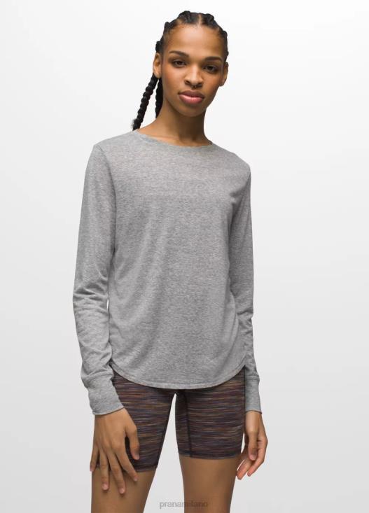 donne comoda maglietta a maniche lunghe prAna grigio erica vestiario T6DPZ204