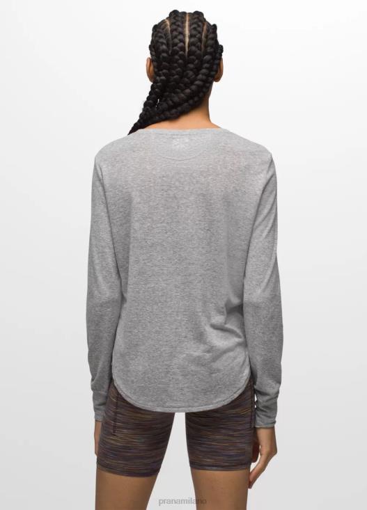 donne comoda maglietta a maniche lunghe prAna grigio erica vestiario T6DPZ204