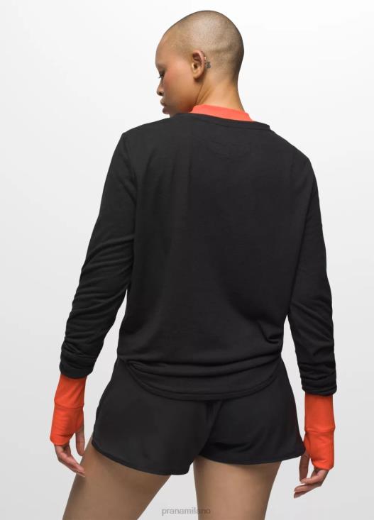 donne comoda maglietta a maniche lunghe prAna nero vestiario T6DPZ206