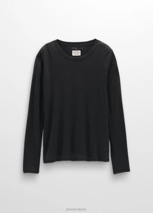 donne comoda maglietta a maniche lunghe prAna nero vestiario T6DPZ206