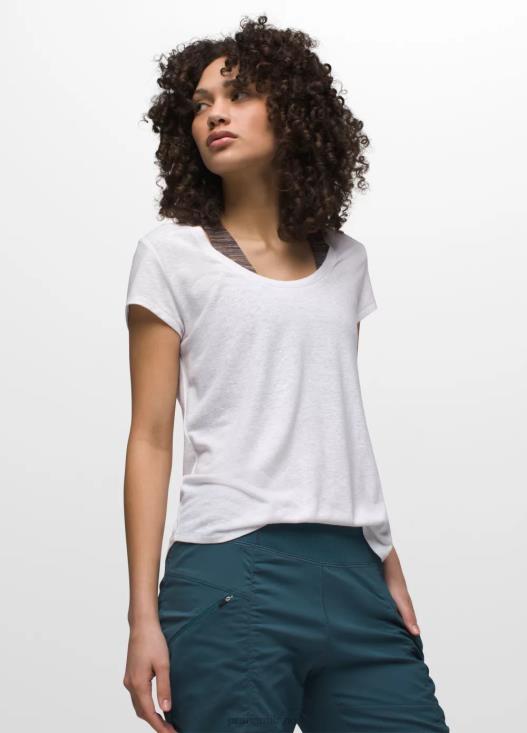 donne comoda maglietta girocollo prAna bianco vestiario T6DPZ13