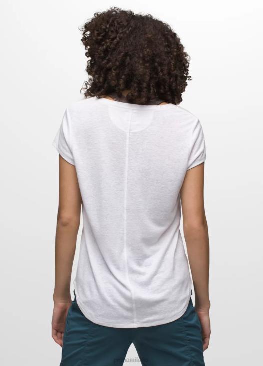 donne comoda maglietta girocollo prAna bianco vestiario T6DPZ13