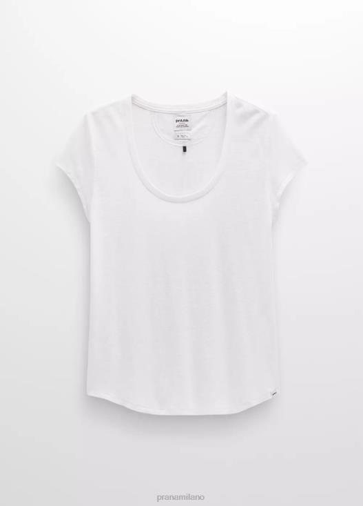 donne comoda maglietta girocollo prAna bianco vestiario T6DPZ13