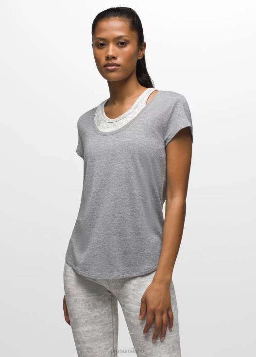 donne comoda maglietta girocollo prAna grigio erica vestiario T6DPZ12