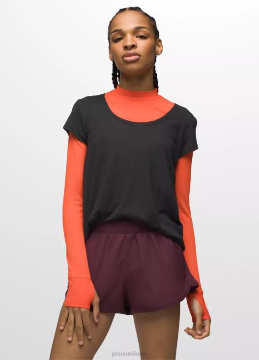 donne comoda maglietta girocollo prAna nero vestiario T6DPZ14