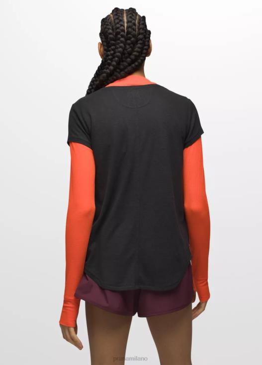 donne comoda maglietta girocollo prAna nero vestiario T6DPZ14