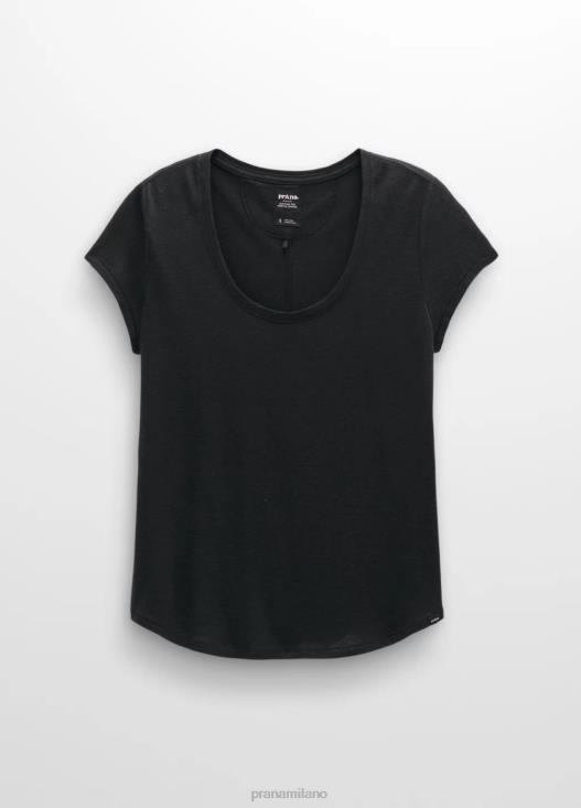 donne comoda maglietta girocollo prAna nero vestiario T6DPZ14