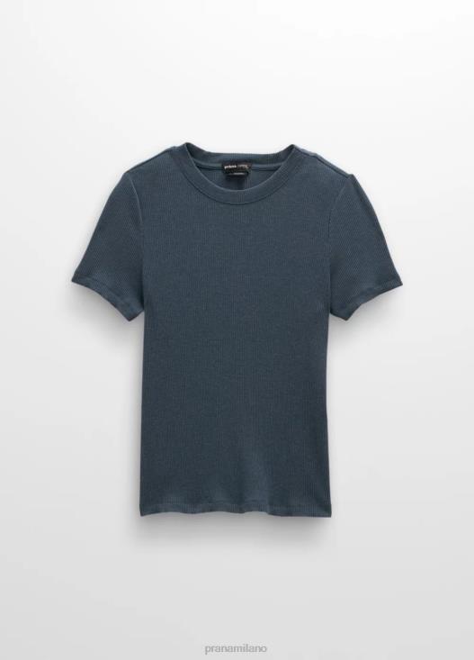 donne maglietta a costine di fondazione prAna erica blu grigio vestiario T6DPZ53