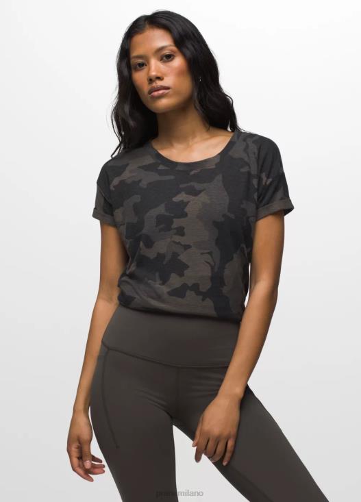 donne maglietta comoda prAna mimetica nera vestiario T6DPZ191
