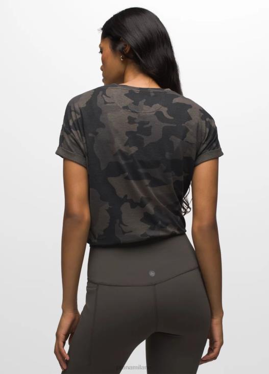 donne maglietta comoda prAna mimetica nera vestiario T6DPZ191