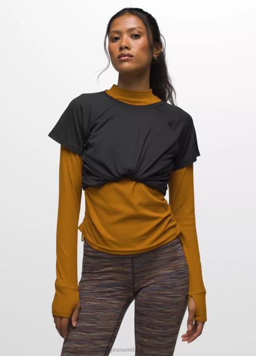 donne manica corta color fluo prAna nero vestiario T6DPZ110
