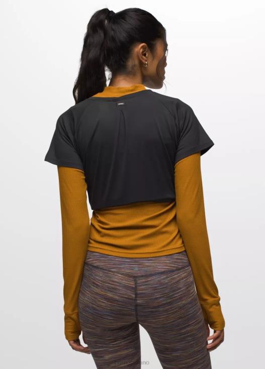 donne manica corta color fluo prAna nero vestiario T6DPZ110