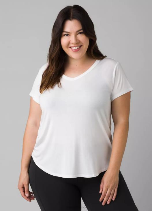 donne top Foundation 365 con scollo a V plus prAna bianco vestiario T6DPZ256