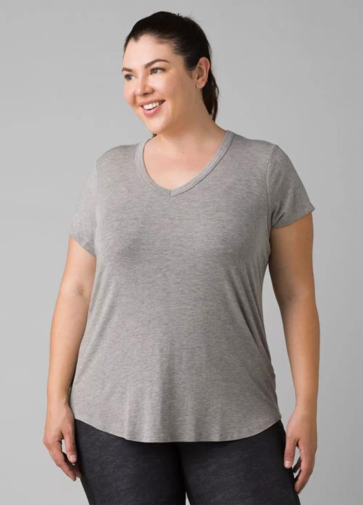 donne top Foundation 365 con scollo a V plus prAna grigio erica vestiario T6DPZ257