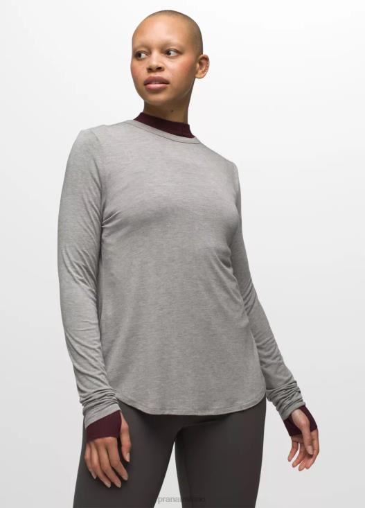 donne top a maniche lunghe Foundation 365 prAna grigio erica vestiario T6DPZ135