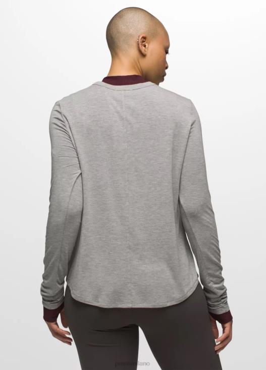 donne top a maniche lunghe Foundation 365 prAna grigio erica vestiario T6DPZ135
