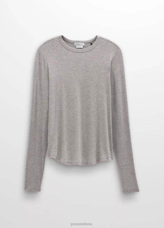 donne top a maniche lunghe Foundation 365 prAna grigio erica vestiario T6DPZ135