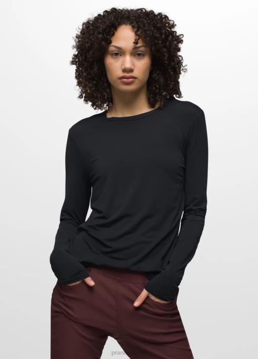 donne top a maniche lunghe Foundation 365 prAna nero vestiario T6DPZ137
