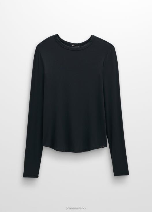 donne top a maniche lunghe Foundation 365 prAna nero vestiario T6DPZ137