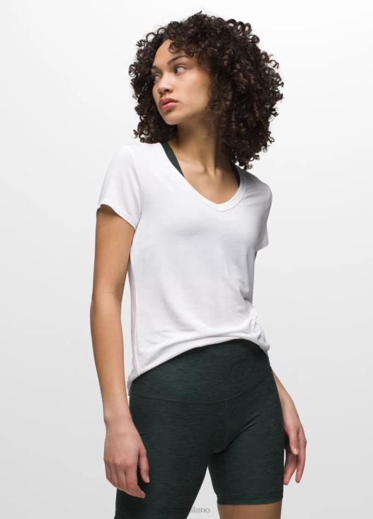 donne top con scollo a V Foundation 365 prAna bianco vestiario T6DPZ145