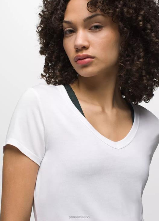 donne top con scollo a V Foundation 365 prAna bianco vestiario T6DPZ145