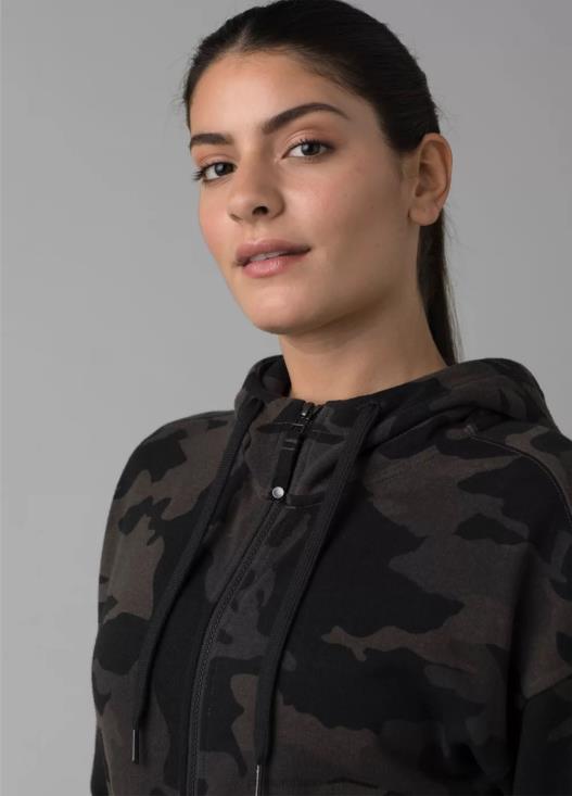 donne giacca comoda prAna mimetica nera vestiario T6DPZ170