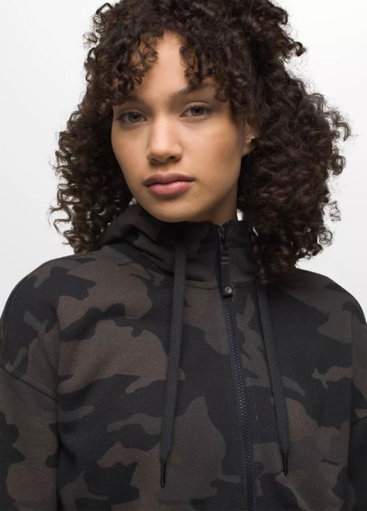 donne giacca comoda prAna mimetica nera vestiario T6DPZ170