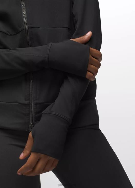 donne giacca di flusso di ghiaccio prAna nero vestiario T6DPZ67