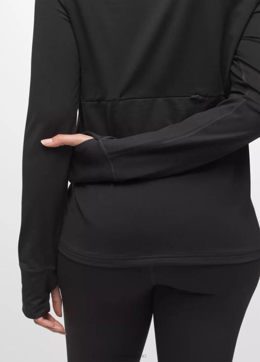 donne manica lunga flusso di ghiaccio prAna nero vestiario T6DPZ119