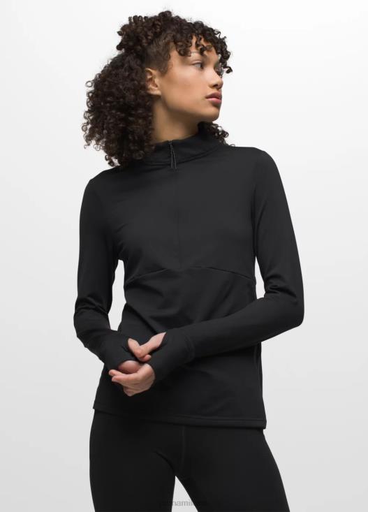 donne mezza zip flusso di ghiaccio prAna nero vestiario T6DPZ63