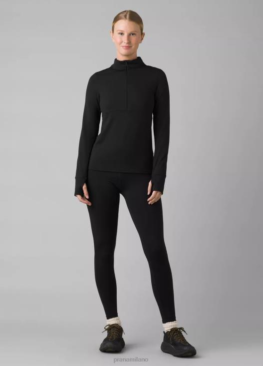donne mezza zip flusso di ghiaccio prAna nero vestiario T6DPZ63