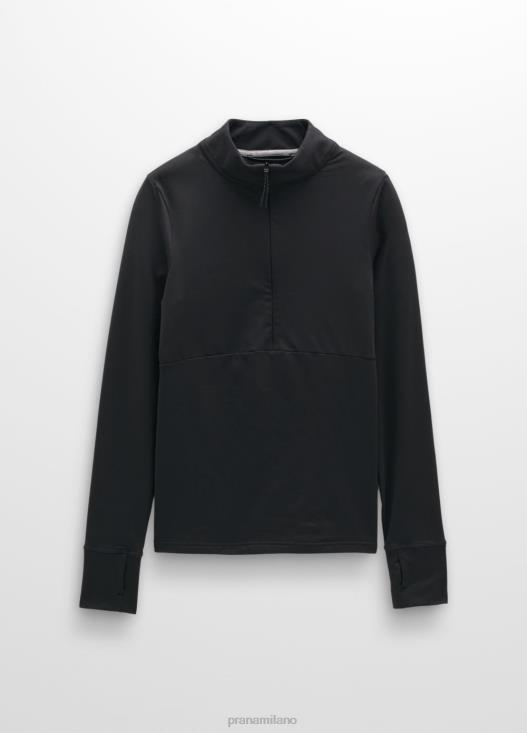 donne mezza zip flusso di ghiaccio prAna nero vestiario T6DPZ63