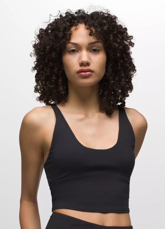 donne top corto chakara prAna nero vestiario T6DPZ123