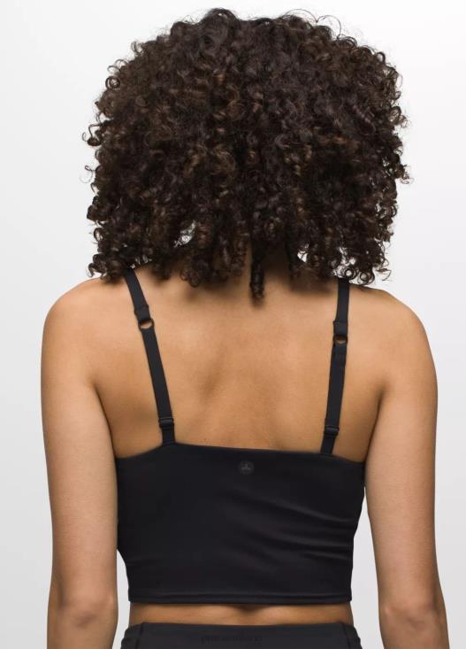 donne top corto chakara prAna nero vestiario T6DPZ123
