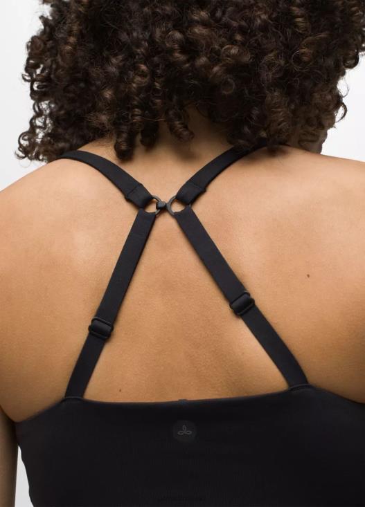 donne top corto chakara prAna nero vestiario T6DPZ123