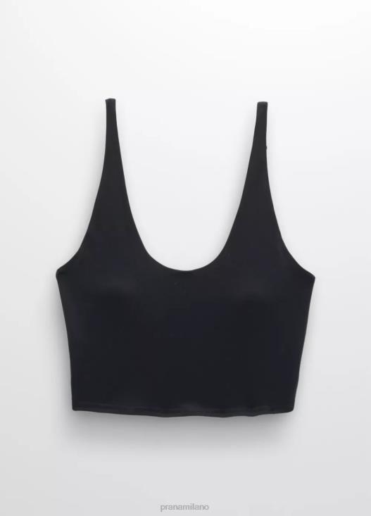 donne top corto chakara prAna nero vestiario T6DPZ123
