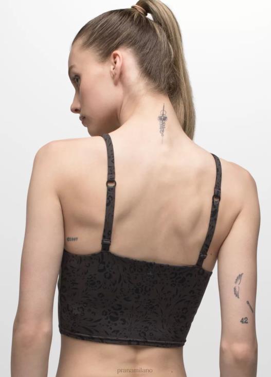 donne top corto chakara prAna stagioni del ferro scuro vestiario T6DPZ122