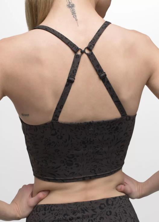 donne top corto chakara prAna stagioni del ferro scuro vestiario T6DPZ122