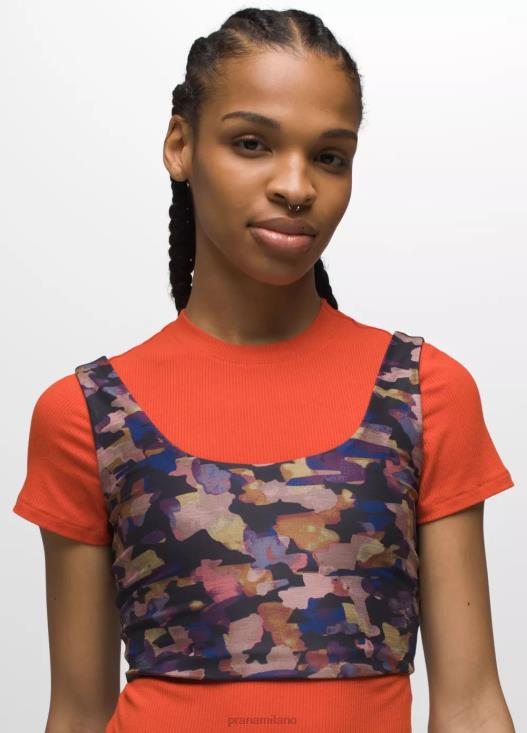 donne top corto reversibile Luxara prAna stordimento autunnale/ferro scuro vestiario T6DPZ128