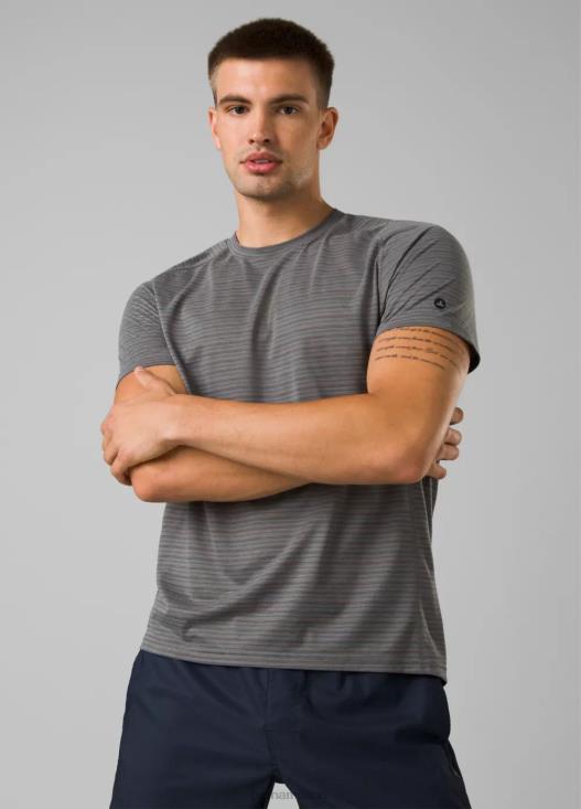 uomini T-shirt a maniche corte Mission Trails prAna microriga grigia vestiario T6DPZ769