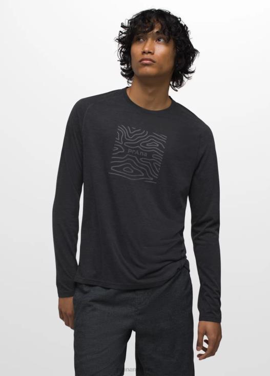 uomini T-shirt a maniche lunghe Mission Trails prAna topo di erica nera vestiario T6DPZ792