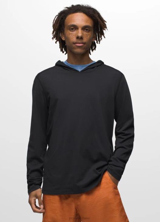 uomini maglietta con cappuccio prAna nero vestiario T6DPZ776