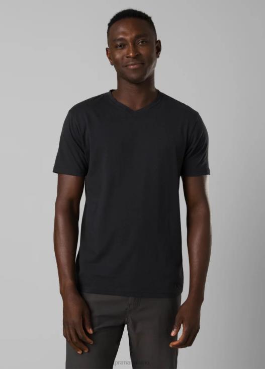 uomini maglietta con scollo a V prAna nero vestiario T6DPZ875