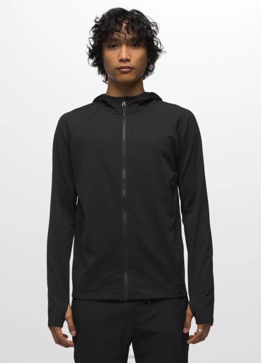 uomini Felpa con cappuccio e zip intera Ice Flow prAna nero vestiario T6DPZ824