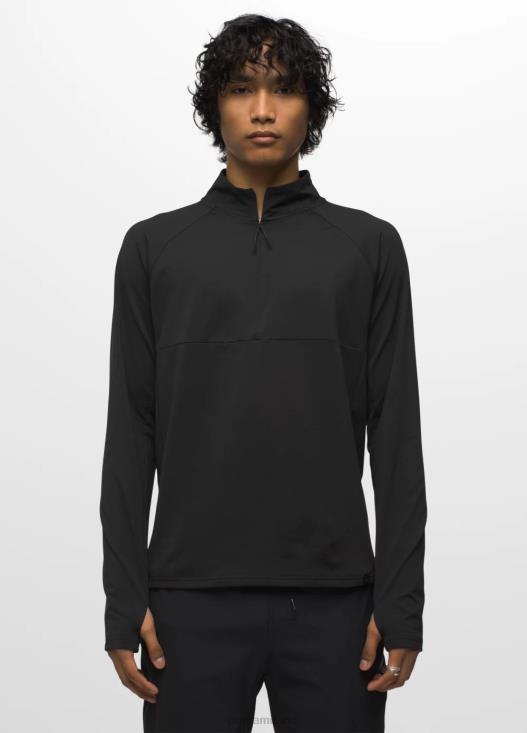 uomini mezza zip flusso di ghiaccio prAna nero vestiario T6DPZ805
